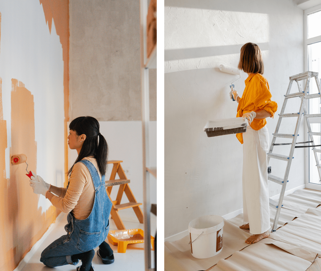 People painting walls with rollers